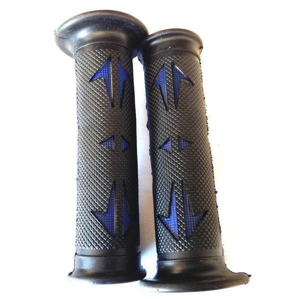 Universal ATVs & PWC Rubber Comfort Grips- Black & BLUE QUAD YAMAHA KAWASAKI POLARIS SEADOO BOMBARDIER JET SKI HONDA FOREMAN RECON RINCON Brute Force Prairie BRUIN GRIZZLY KODIAK(7/8" BOTH SIDE)