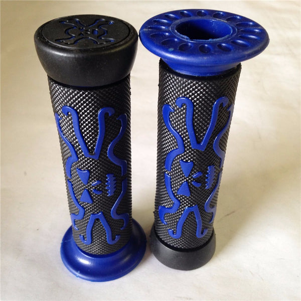 Skull Grips BLUE QUAD YAMAHA KAWASAKI POLARIS SEADOO WATERCRAFT BOMBARDIER JET SKI HONDA  FOREMAN RECON RINCON Brute Force Prairie ATV BRUIN GRIZZLY KODIAK(7/8" BOTH SIDE)