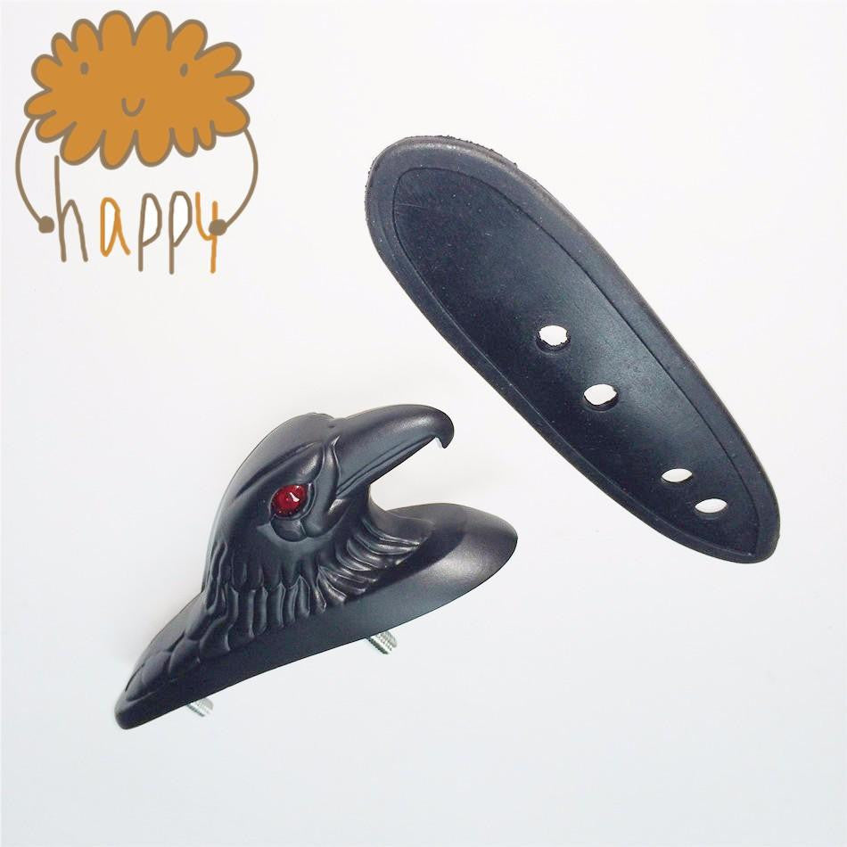 Aftermarket Motorcycle front fender eagle head with red eyes aluminum Black 65mm Ornament See description for detail
