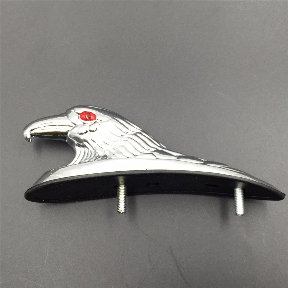 HTT Motorcycle Chrome Front Fender Bonnet Eagle Head with Red Eyes