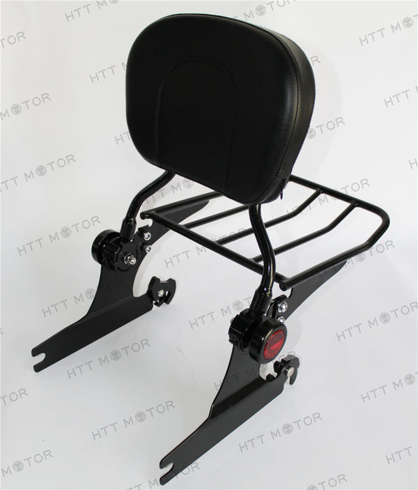 HTTMT- Backrest Sissy Bar w/ Luggage Rack For Harley Softail Deluxe 2005 UP Black