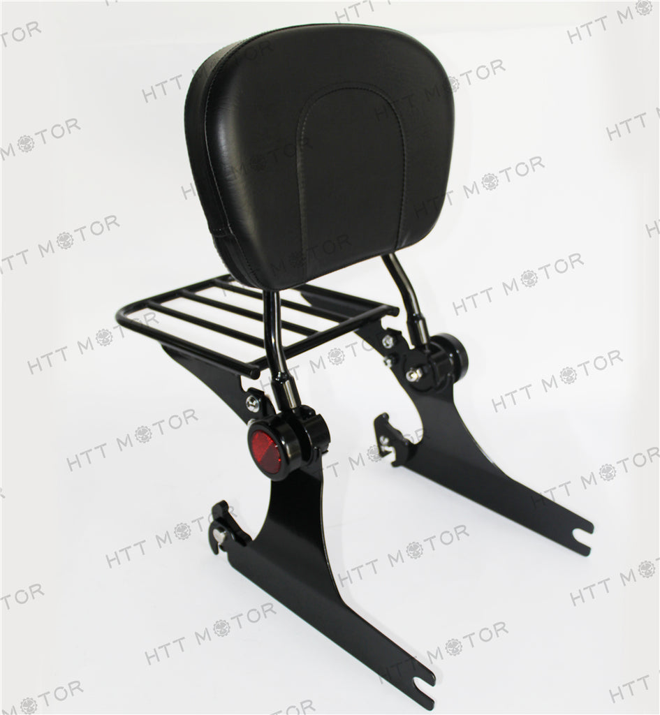 HTTMT- Adjustable Backrest Sissy Bar w/ Luggage rack For Harley Dyna 02-05 Black