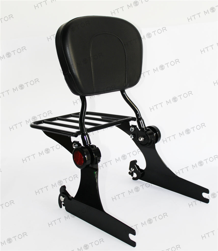 HTTMT- Adjustable Backrest Sissy Bar w/ Luggage Rack For Harley Dyna 06up Black