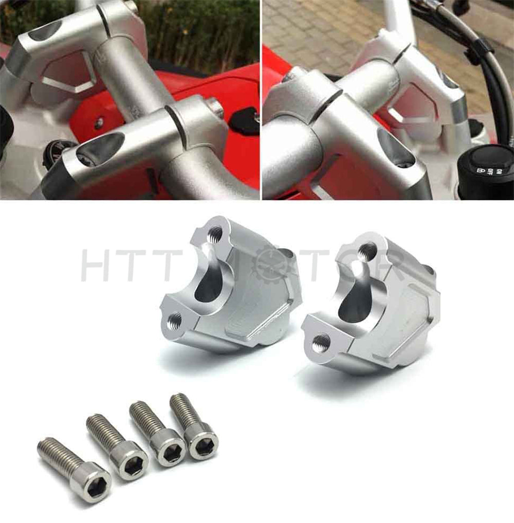 HTTMT- Motorcycle Handlebar Riser Kit Moves Bar Up For BMW F650GS F700GS 08-17 Silver