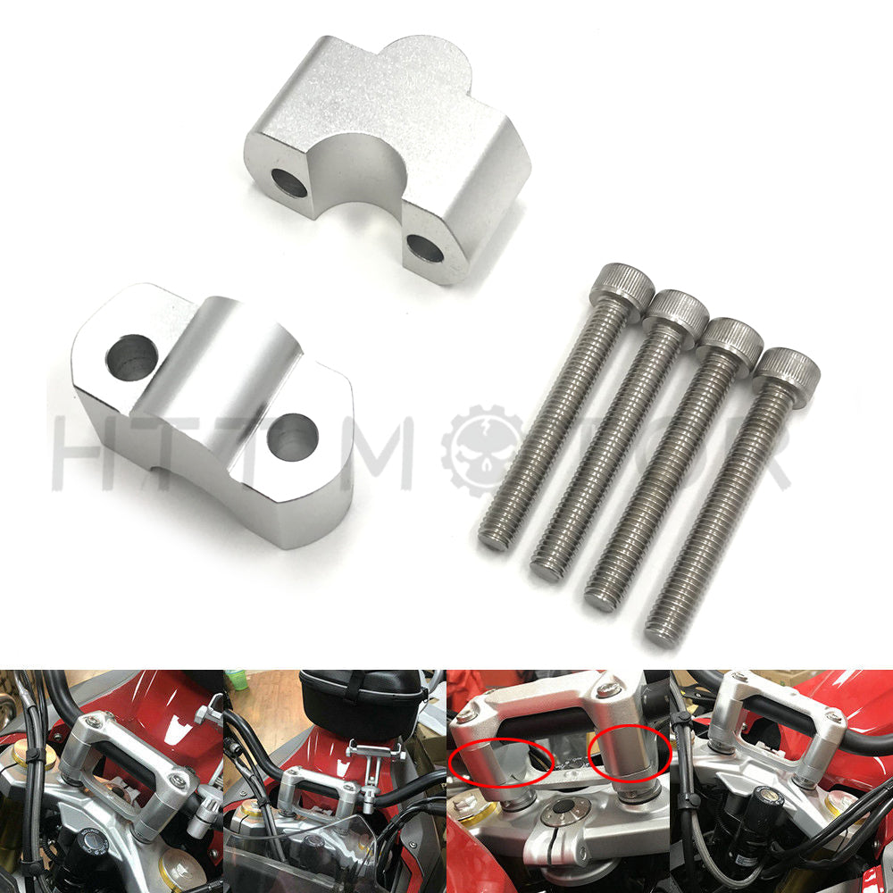 Silver CNC Aluminum Motorcycle Handlebar Riser Mount Clamp For BMW G310R G310GS