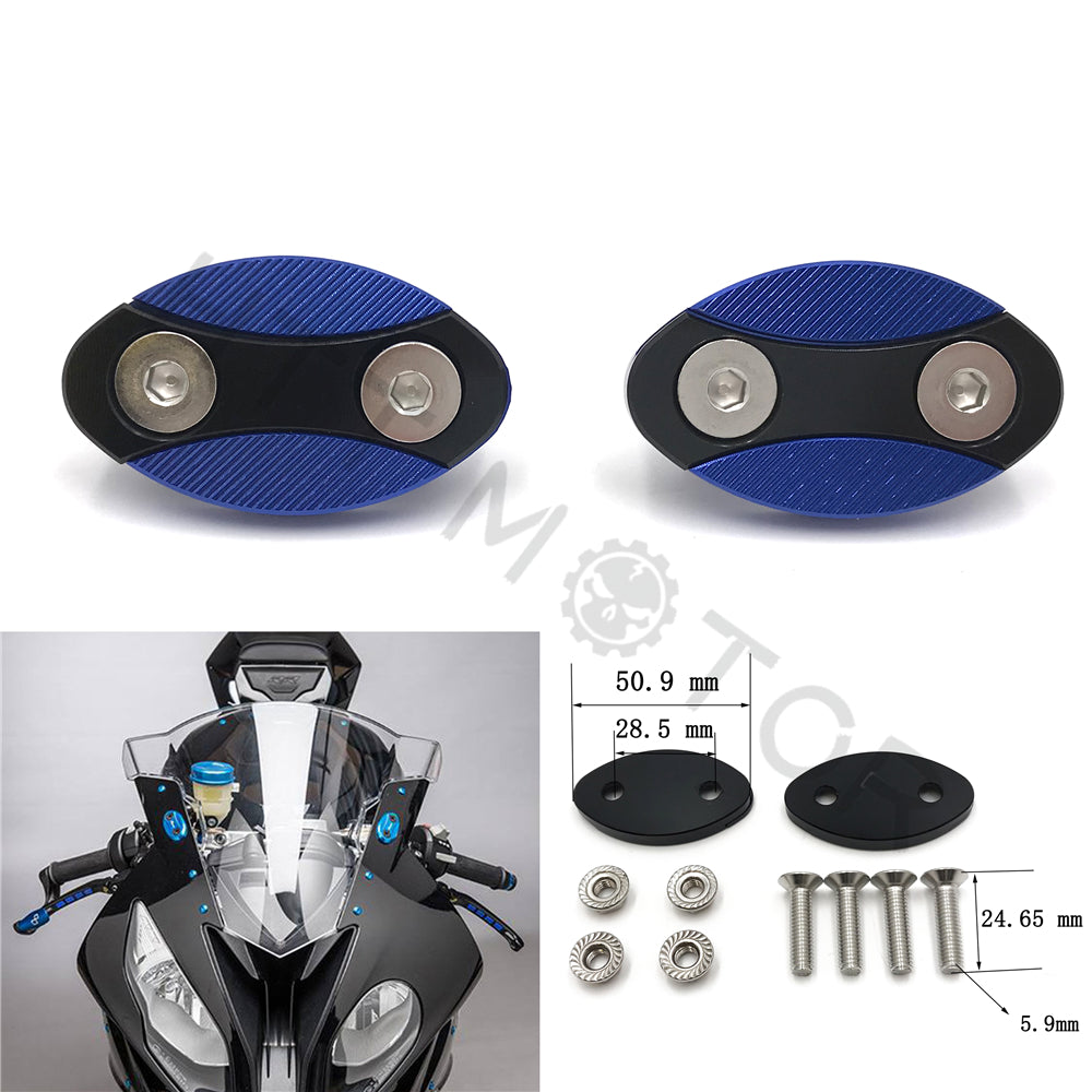 Mirror Block Off Plates Mirror Cover Caps for BMW S1000RR 2013-2018 Blue