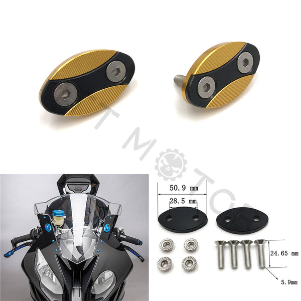 Mirror Block Off Plates Mirror Cover Caps for BMW S1000RR 2013-2018 Gold