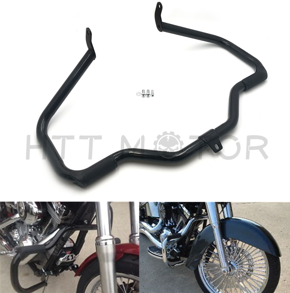 Gloss Black Engine Guard SOFTAIL Fat Boy FLSTF Harley Highway Crash Bar 00-17