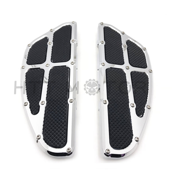 HTT Motorcycle AirFlow Arrow Foot Pegs - Chrome Foot Rests For Harley Davidson Tour Glide, Dyna, More