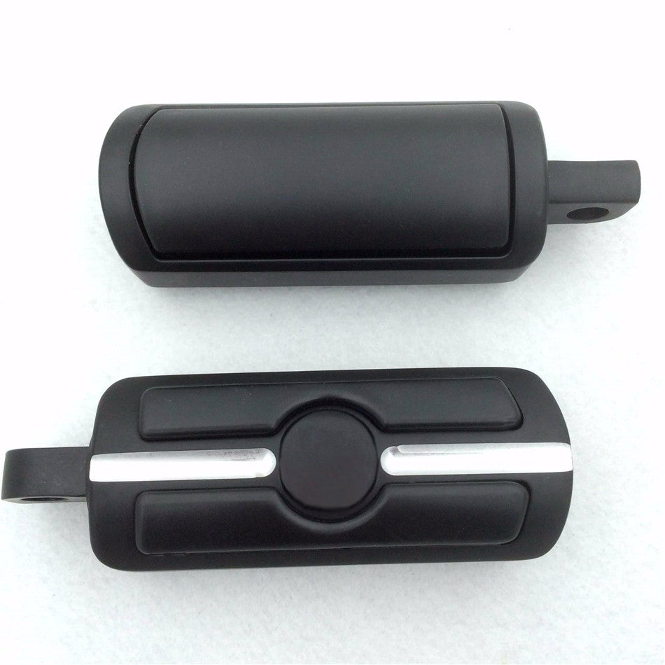 HTT Motorcycle Black Skull Groove Foot Pegs Footrest Kit For Harley Touring Softail Dyna Sportster