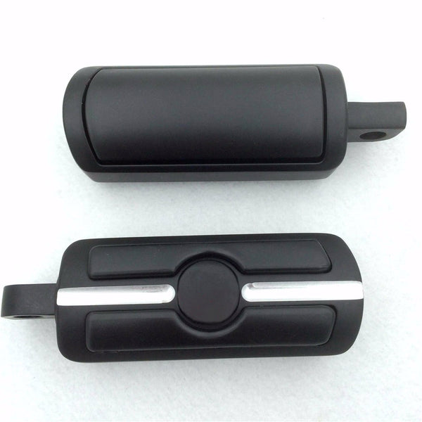 HTT Motorcycle Black Skull Groove Foot Pegs Footrest Kit For Harley Touring Softail Dyna Sportster