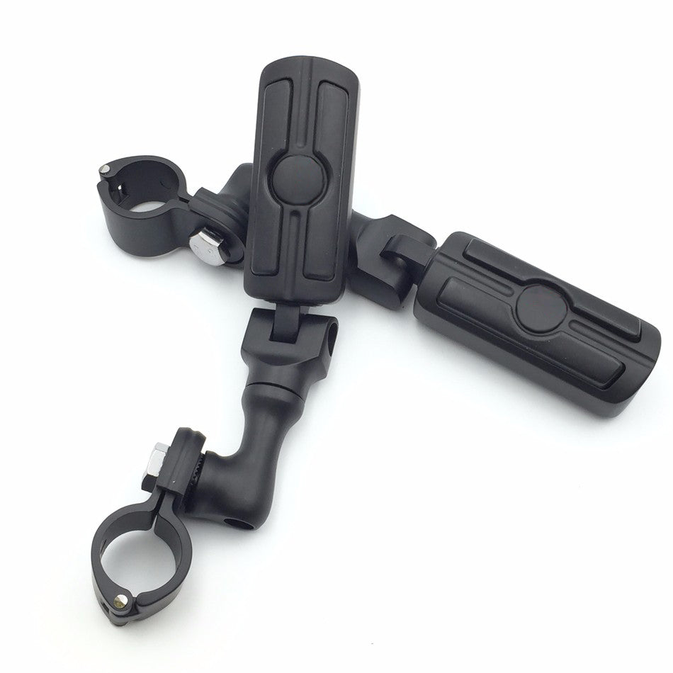 HTT Motorcycle Black Short Adjustable Peg Mounting Kit Skull Zombie Foot Peg Footrest For Harley Davidson Sportster 883 1200 Street Bob Softail CVO with 1 inch (1") 25mm Front Engine Guard