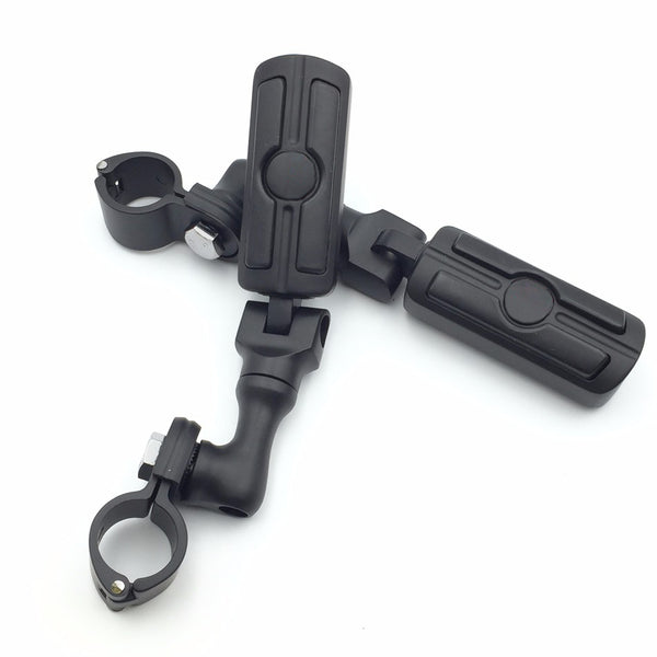 HTT Motorcycle Black Short Adjustable Peg Mounting Kit Skull Zombie Foot Peg Footrest For Harley Davidson Sportster 883 1200 Street Bob Softail CVO with 1 inch (1") 25mm Front Engine Guard