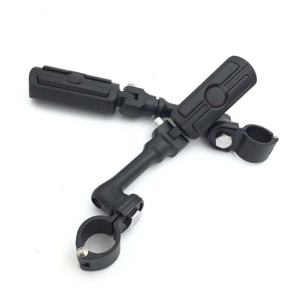 HTT Motorcycle Black Long Adjustable Highway Mounting Kit Skull Zombie Footrest For Yamaha V-STAR Roadstar Suzuki Boulevard 1-1/4 inch (1.25")Front Engine Guard Frame Tube