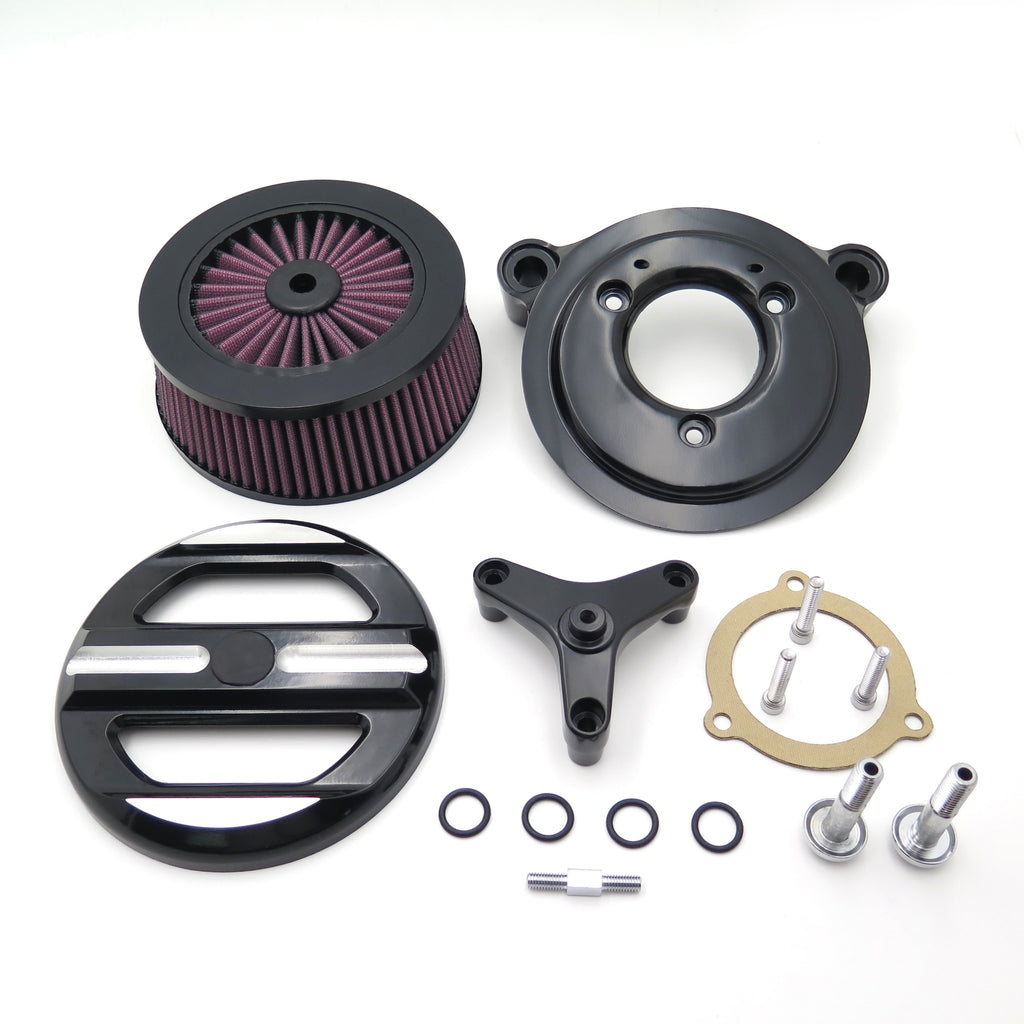 HTT Motorcycle Black Skull Grille Air Cleaner Intake Filter System Kit For 16-later FXDLS Softail 08-later Touring and Trike Fat Boy CVO Road King Electra Glide Street Glide