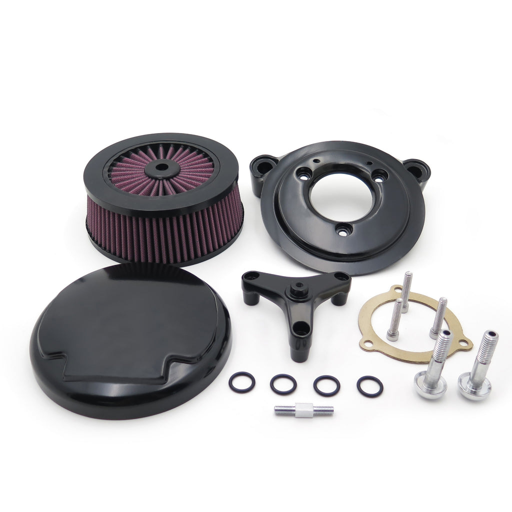HTT Motorcycle Black Skull Chrome Eyes Agitator Extreme Billet Air Cleaner Intake Filter System Kit For 16-later FXDLS Softail 08-later Touring and Trike Fat Boy CVO Road King Electra Glide