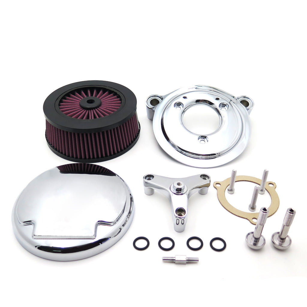 HTT Motorcycle Chrome Skull Black Eyes Air Cleaner Intake Filter System Kit For 16-later FXDLS Softail 08-later Touring and Trike Fat Boy CVO Road King Electra Glide