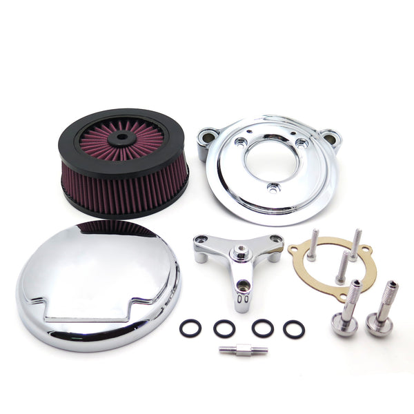 HTT Motorcycle Chrome Skull Black Eyes Air Cleaner Intake Filter System Kit For 16-later FXDLS Softail 08-later Touring and Trike Fat Boy CVO Road King Electra Glide
