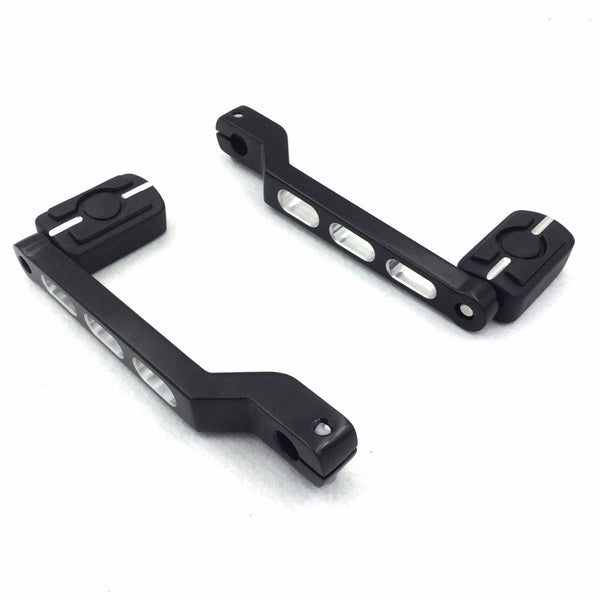 HTT Motorcycle Black Aluminum Heel/Toe Shift Levers with Grooved Skull Shifter Pedals Pegs For Harley Davidson Fat Boy FLSTF 1980 and later