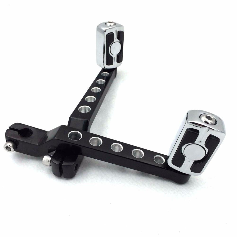 HTT Motorcycle Aluminum Chrome Skull Shifter Pegs with Black Hollowed-out Heel/Toe Shift Levers For Harley Davidson Heritage Softail FLST 1986-later