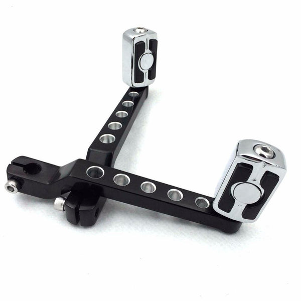 HTT Motorcycle Aluminum Chrome Skull Shifter Pegs with Black Hollowed-out Heel/Toe Shift Levers For Harley Davidson Heritage Softail FLST 1986-later