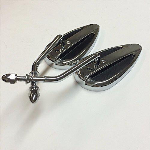 Chrome Aluminum Teardrop Shape Mirror For Harley Sportster Low Glide Fxrs Fxrt Softail Partial Black in back See picture for detail