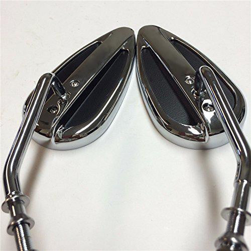 Chromed Teardrop Shape Mirror For Harley Low Rider FXS 74 Tour Glide Classic Fltc Partial Black in back See picture for detail