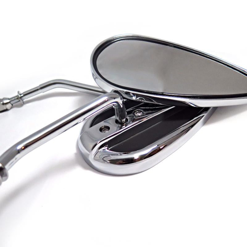 Chromed Aluminum Teardrop Shape Mirror For Harley Sportster Fxe Low Rider Fxsb Fxwg Partial Black in back See picture for detail