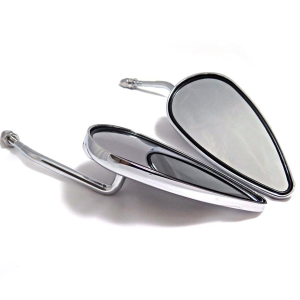 Chromed Teardrop Mirror Shape For Harley Softail Heritage Classic Police Special EFI FLSTCI Partial Black in back See picture for detail