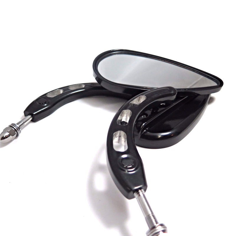 HTT Motorcycle Black Side Mirrors (Style 395B)For 1982-later all models(except VRSCF,2014-later FLHTKSE,FLHRSE6, FLHR and FLHRC models and XL1200X mounted below the handlebars)