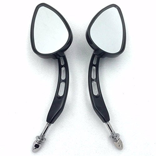 HTT Motorcycle Black Side Mirrors (Style 395E) For 1982 and Up universal to most Harley bike Dyna Super Glide EFI FXDI
