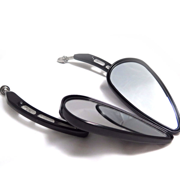 HTT Motorcycle Black Side Mirrors (Style 395E) For 1982 and Up universal to most Harley bike Super Glide FXE Dyna Super Glide T Sport FXDXT