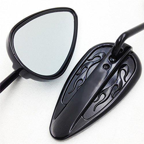 Black Aluminum Teardrop Mirror For Harley Fat Bob Fxef Low Rider Fxsb Glide Fxwg