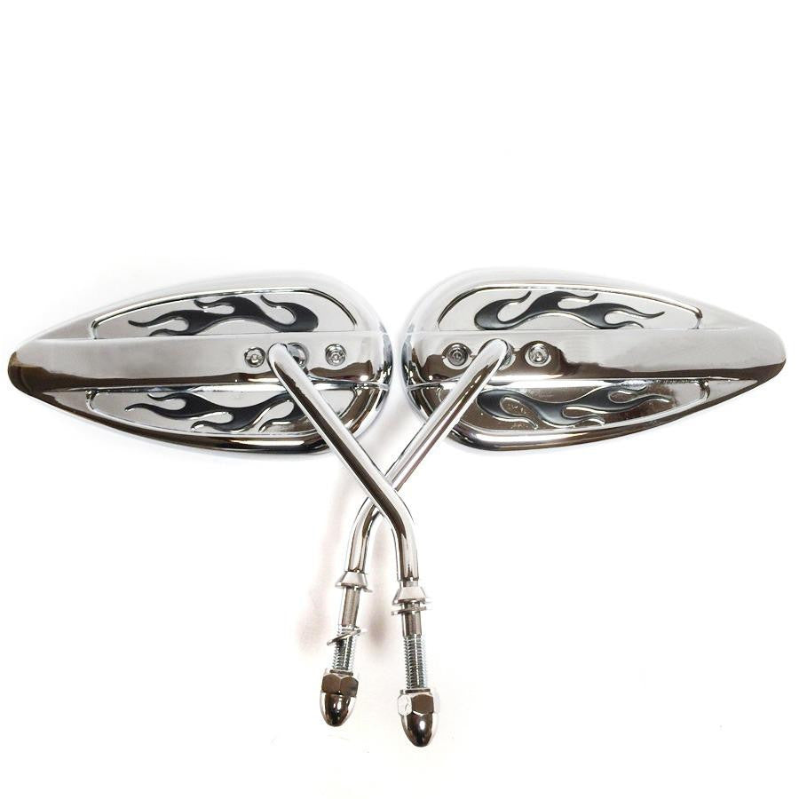 Chromed Aluminum Teardrop Mirror For Harley Softail Deuce CVO FXSTDSE2