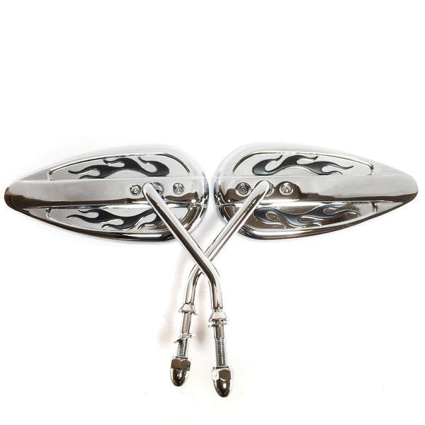 Chromed Aluminum Teardrop Mirror For Harley Softail Deuce CVO FXSTDSE2