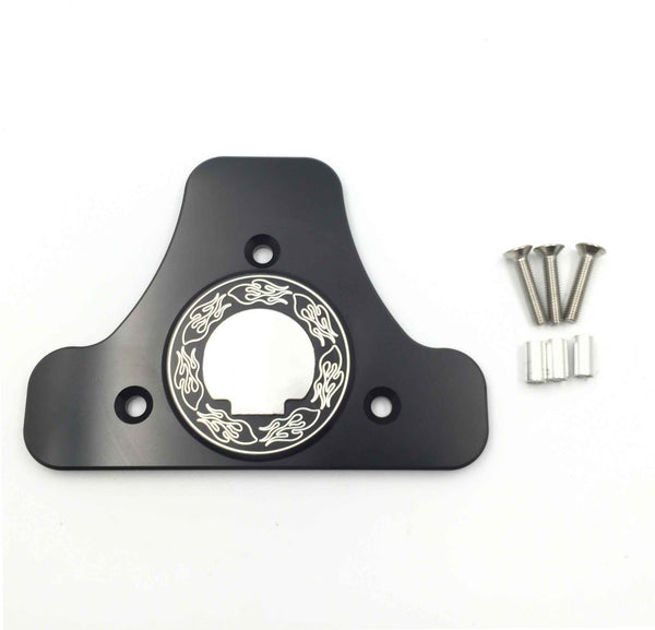 HTT Motorcycle Black CNC Billet Sissy Bar Backrest Pad Mount Kit Skull For 1994 and later Harley Davidson Touring (equipped with H-D Detachables Sissy Bar Upright)