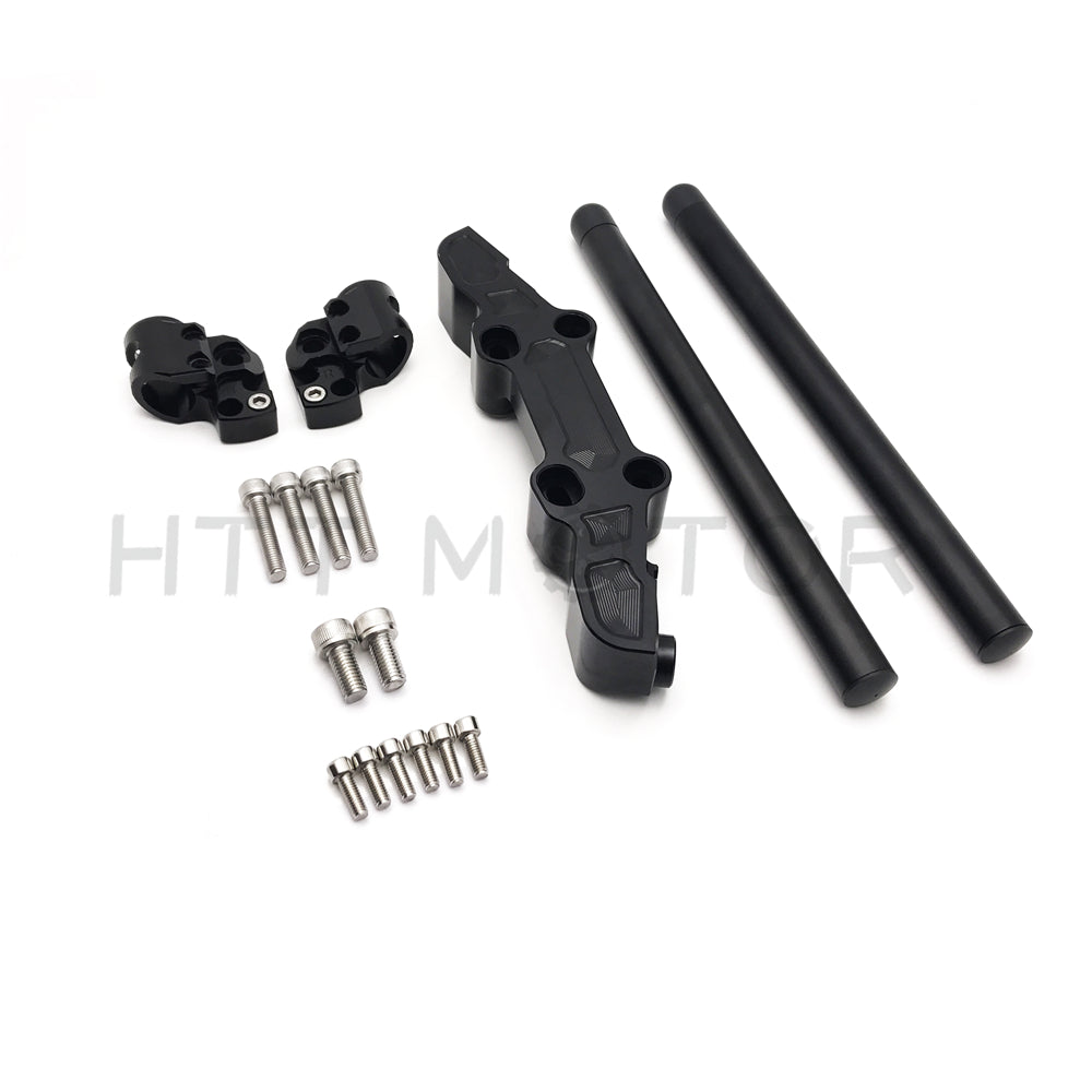HTTMT- Clip-On Adapter Plate & Handlebars Set For Kawasaki Ninja 650R/ER6F 06-16 Black