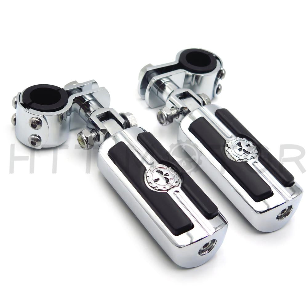 Highway Front Skull Foot Pegs Clamps For Honda GL1800 GL1500 GL1100 GL1200 01-12