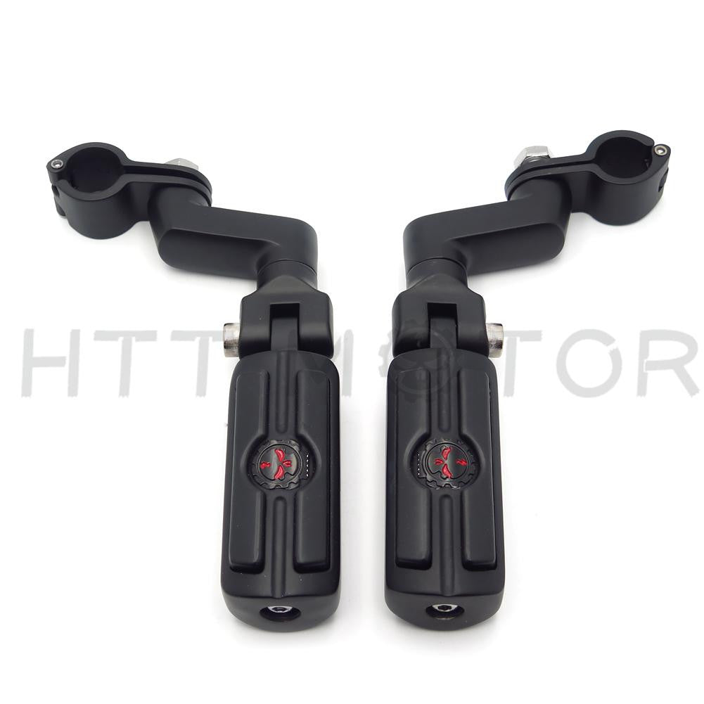 Front Rider 1.25" Highway Radical Skull Foot Peg Clamps For TRIUMPH ROCKET 3 2300cc