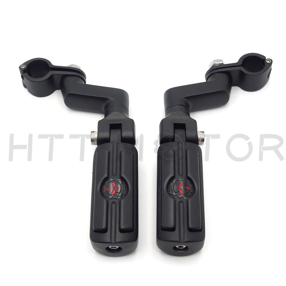 Front Rider 1.5" 1 1/2" Highway Radical Skull Foot Peg Clamps For TRIUMPH ROCKET 3 2300cc