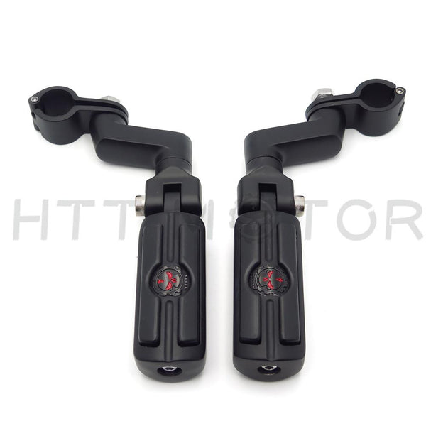 Front Rider 1.5" 1 1/2" Highway Radical Skull Foot Peg Clamps For TRIUMPH ROCKET 3 2300cc