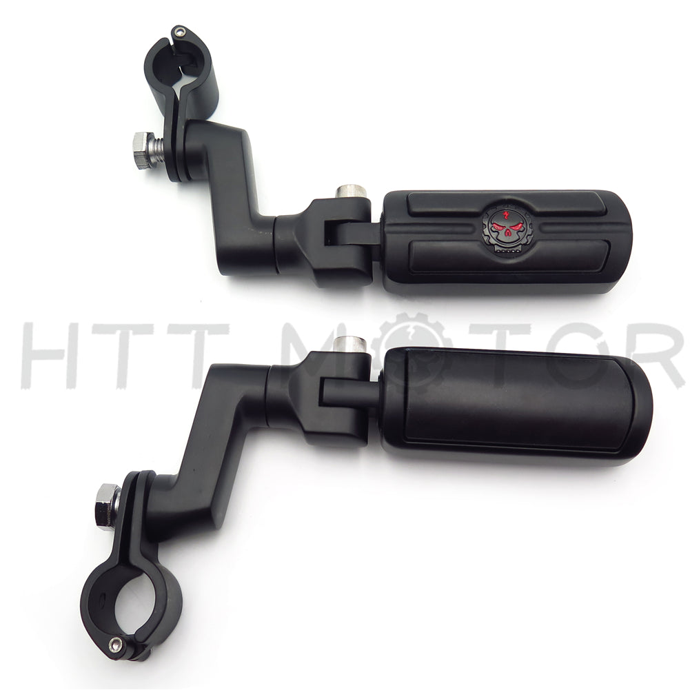 Offset 1.5" 1 1/2" Highway Radical Skull Foot Pegs Clamps For YAMAHA XVS650 XV1600 XV1700