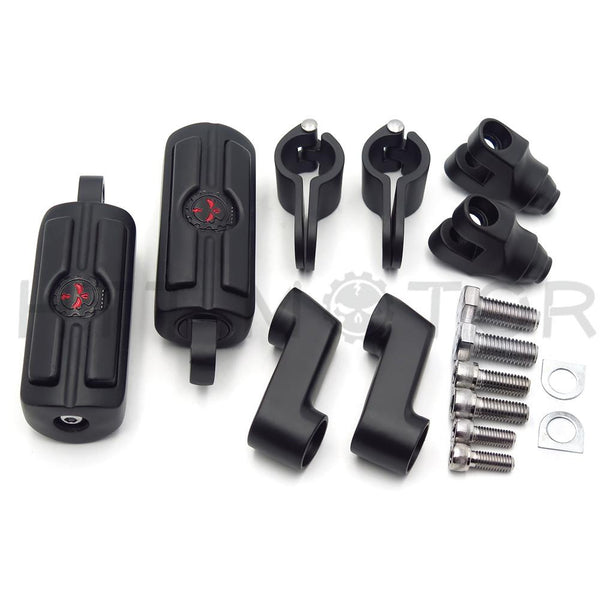Front Rider 1" Highway Radical Skull Foot Peg Clamps For TRIUMPH ROCKET 3 2300cc
