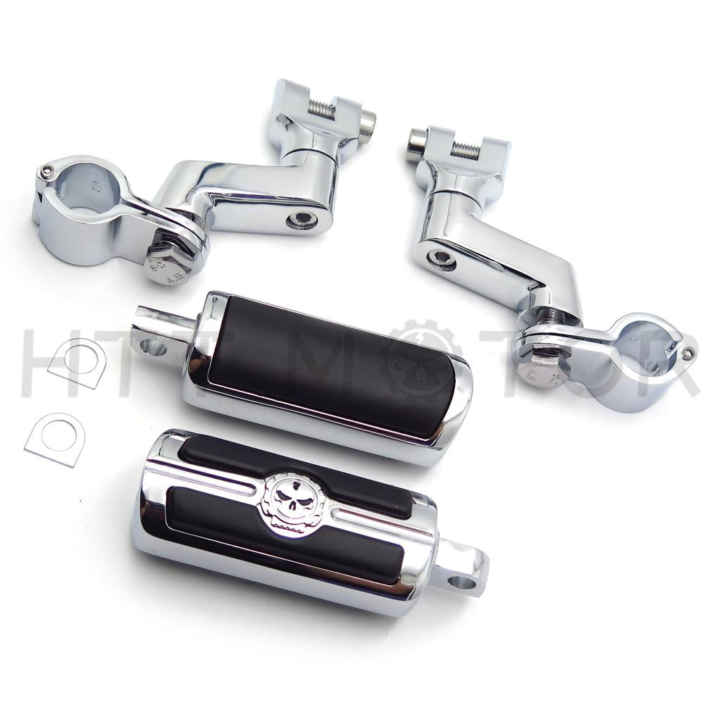 1" ENGINE GUARDS Skull Foot Pegs Clamps For Harley Sportster 883 1340 XL1200