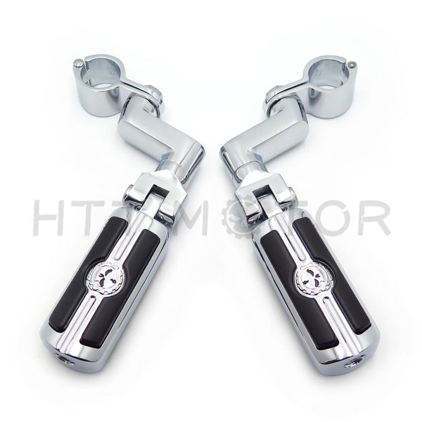 1.25" Highway Radical Skull Foot Pegs Clamps For Harley Sportster 883 1340 XL1200 - HTT Motor