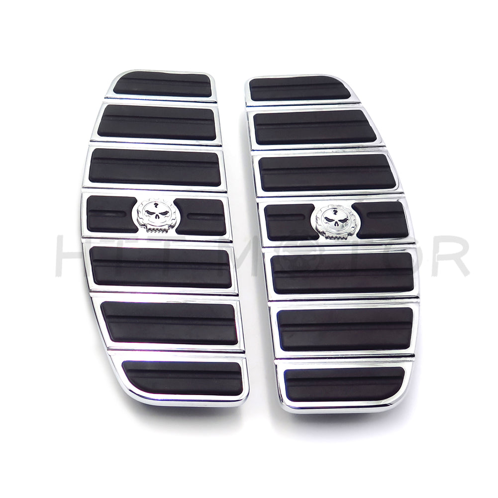 HTT Motorcycle Chrome Skull Zombie Rider Footboard Insert Kit- Traditional D Shape Fits TOURING FLHT FLT FLTR FLHR FLHS SOFTAIL FLSTC FLSTN FLSTF FLSTS
