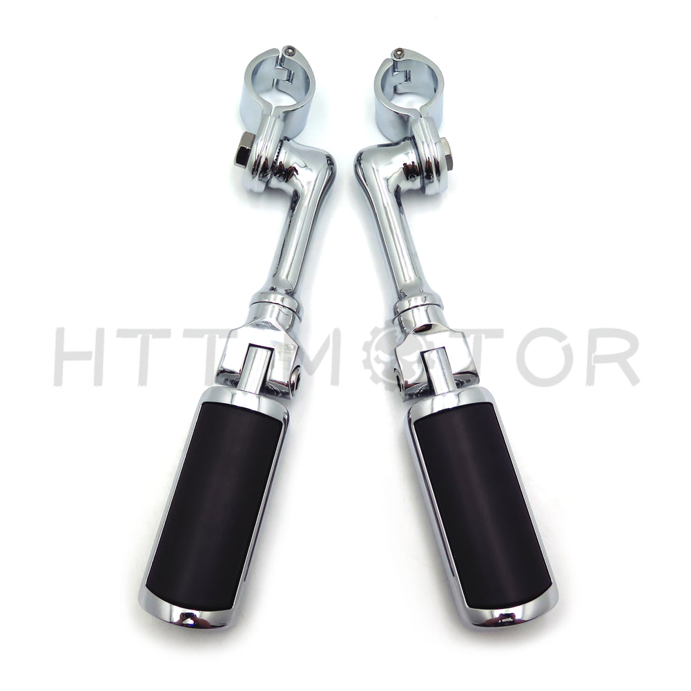 HTT Motorcycle Chrome Long Adjustable Peg Mounting Kit Skull Foot Peg Footrest For Harley Davidson Sportster 883 1200 Street Bob Softail CVO Equipped 1-1/4 inch (1.25")Front Engine Guard