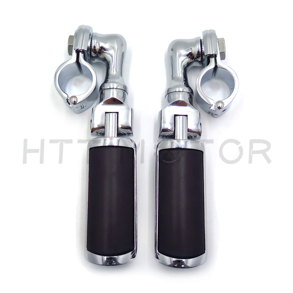 HTT Motorcycle Chrome Short Angled Peg Mounting Kit Skull Foot Peg For Bike with 1 inch (1") 25mm Front Engine Guard Frame Tube Iron 883 XL883N Electra Glide Ultra Road King FLHR