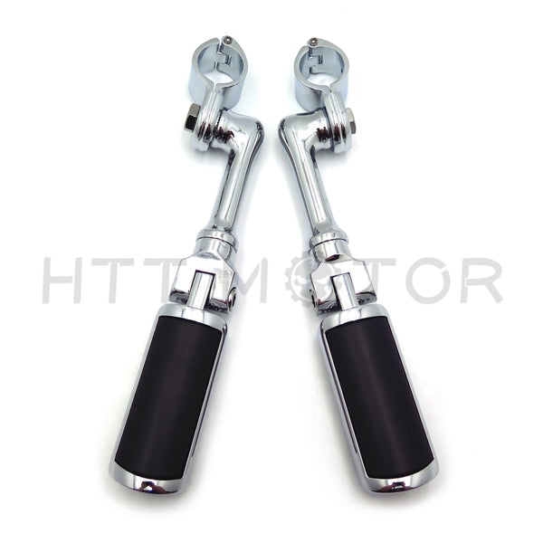 HTT Motorcycle Chrome Adjustable Peg Mounting Kit Skull Zombie Foot Peg Footrest For Harley Davidson Sportster 883 1200 Street Bob Softail CVO with 1 inch (1") 25mm Front Engine Guard