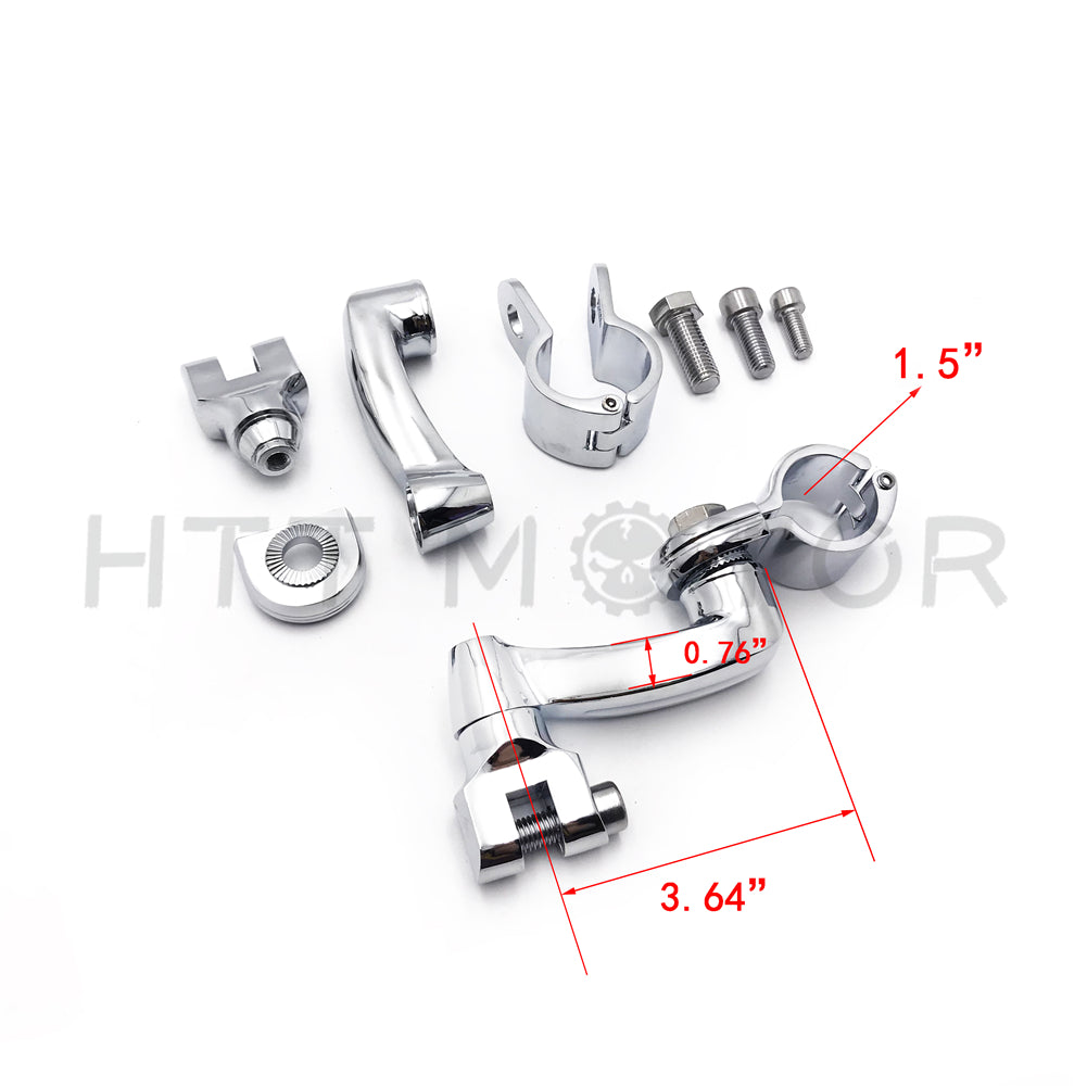 HTT Motorcycle Chrome Peg Mounting Kit Skull Zombie Foot Peg For Bike Equipped with 1-1/2 inch (1.5") Front Engine Guard Frame Tube Iron 883 XL883N Electra Glide Ultra Road King FLHR